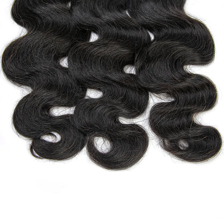 Close-up of Ywigs body wave bulk human braiding hair showing full ends and soft natural waves construction