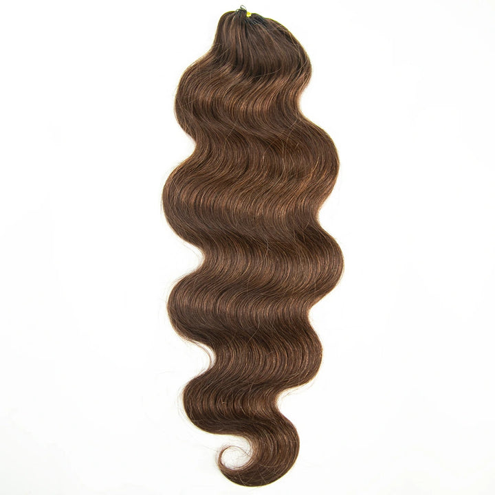 Ywigs 4 Medium Brown Body Wave feather crochet hair front view