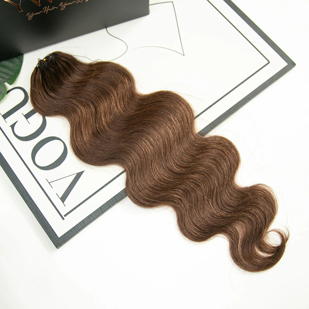 Ywigs 4 Medium Brown body wave feather crochet hair one bundle with multiple pre-separated strands for braids