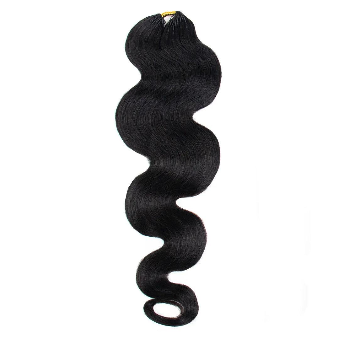 Single bundle of Ywigs Body Wave Miracle Knots Human Crochet Hair in natural black with a full, defined body wave texture.