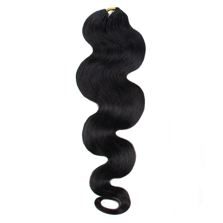 Single bundle of Ywigs Body Wave Miracle Knots Human Crochet Hair in natural black with a full, defined body wave texture.