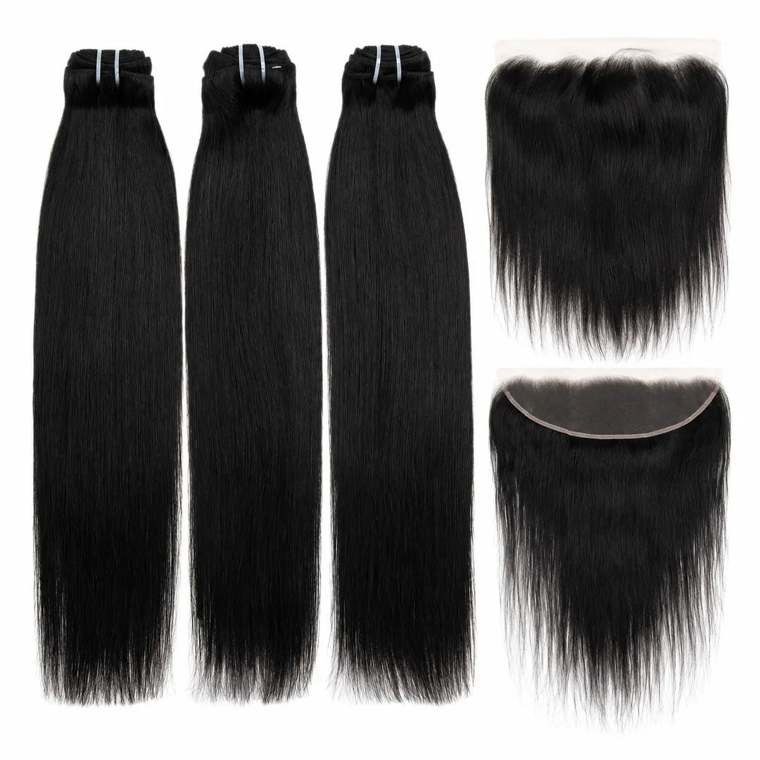 Ywigs Brazilian Body Wave Human Hair Bundles with 13x4 HD Lace Frontal PLB04 set
