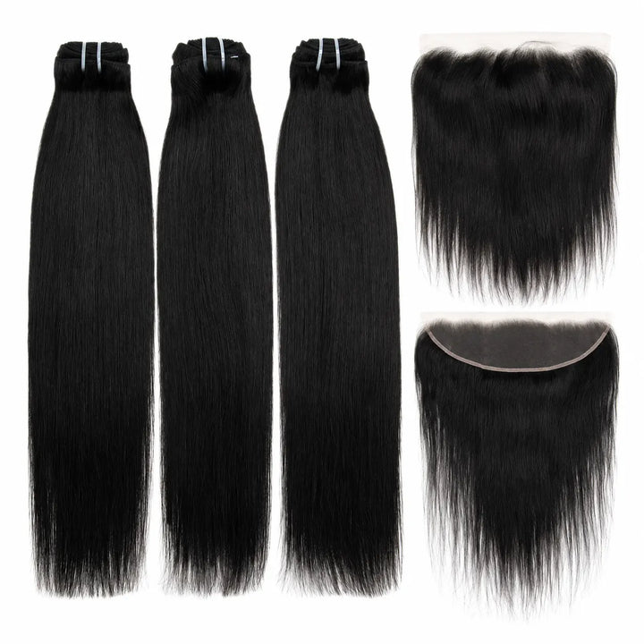 Ywigs Brazilian Body Wave Human Hair Bundles with 13x4 HD Lace Frontal PLB04 set