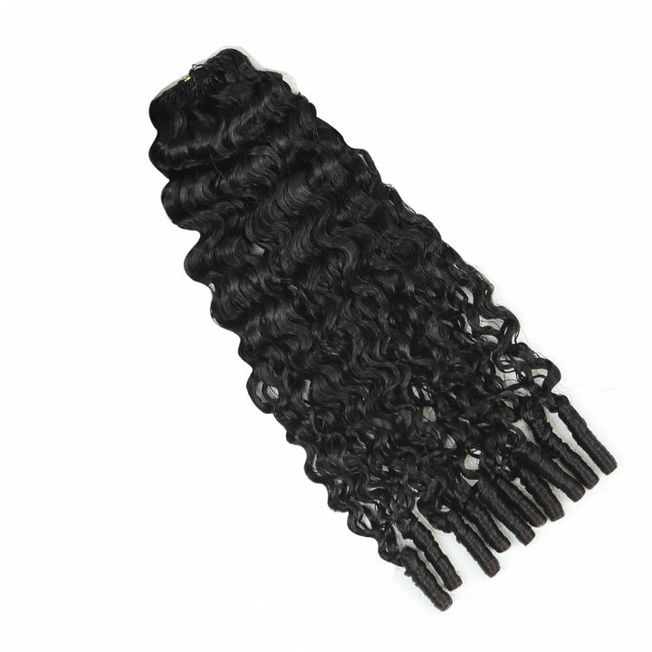 Ywigs Burmese Water Curly Human Crochet Hair one bundle showing full curly texture