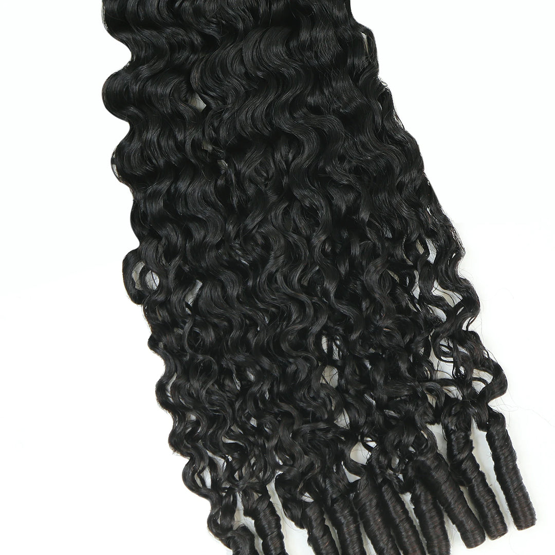 Close-up of Ywigs Burmese Water Curly Human Crochet Hair showing defined Water Curly pattern and soft texture