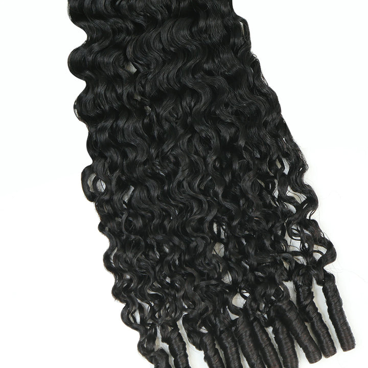 Close-up of Ywigs Burmese Water Curly Human Crochet Hair showing defined Water Curly pattern and soft texture