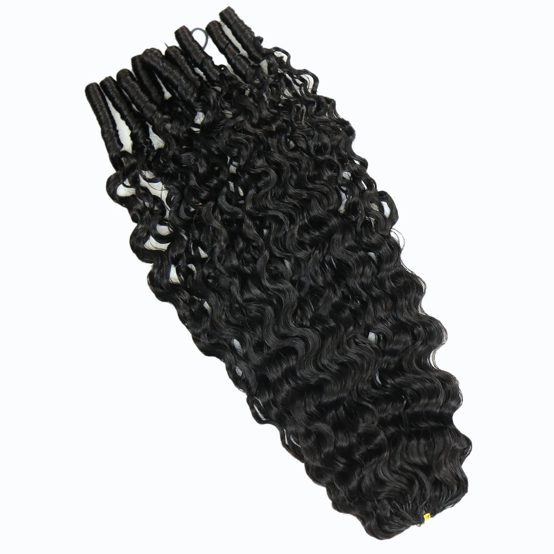 Top view of Ywigs Burmese Water Curly Human Crochet Hair showing neat strands and full texture