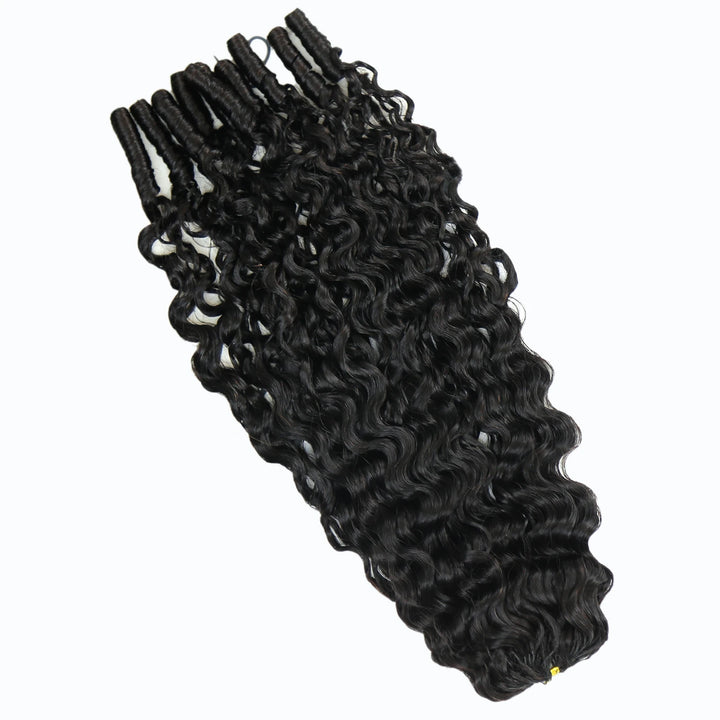 Top view of Ywigs Burmese Water Curly Human Crochet Hair showing neat strands and full texture