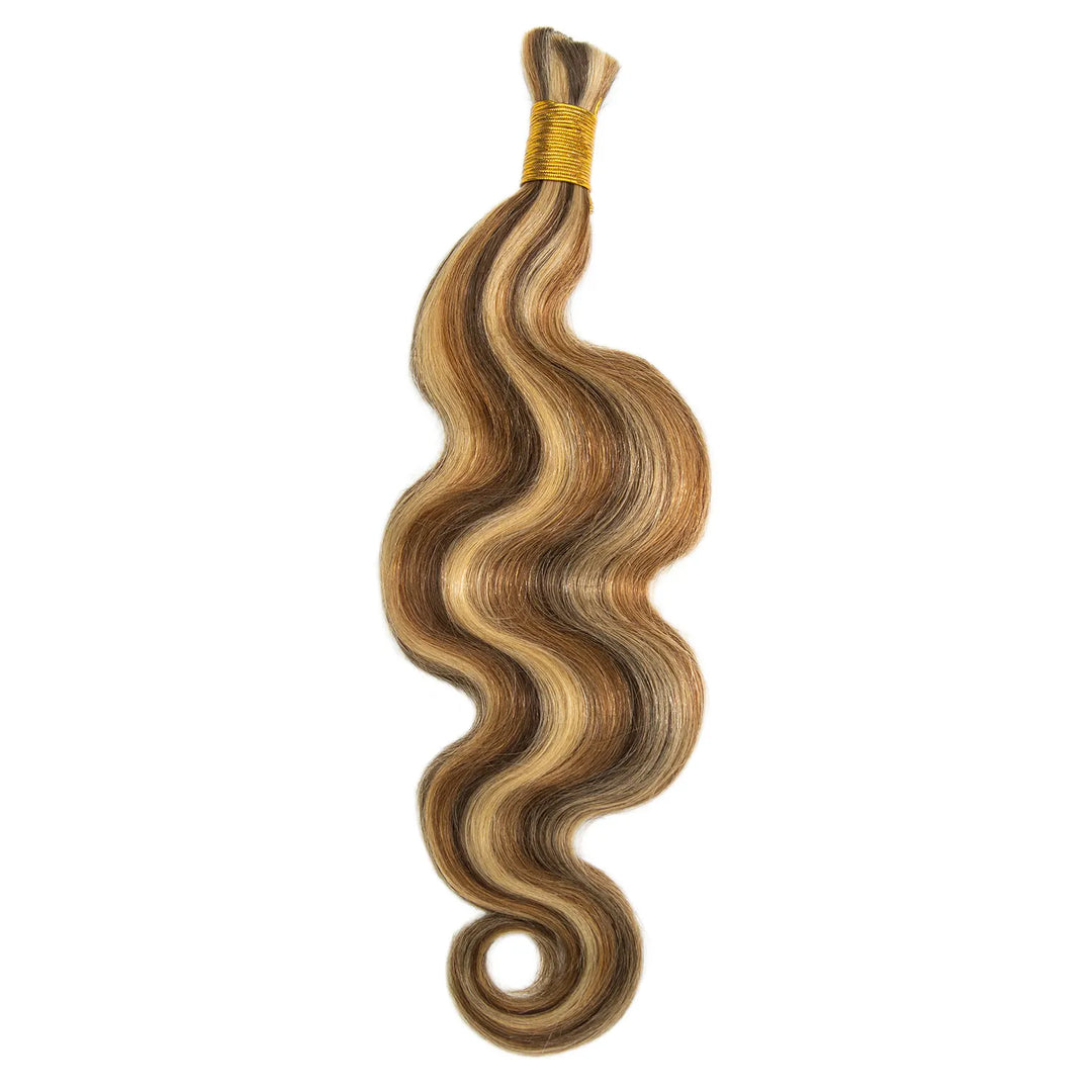 Ywigs Customized #4/27/30 Mix Color Body Wave Bulk Human Braiding Hair one bundle showing full wave texture
