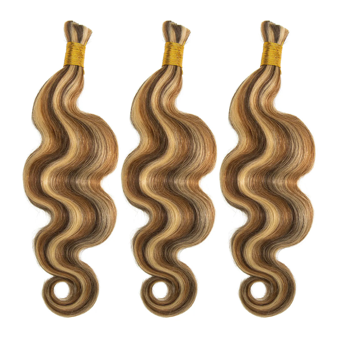 Ywigs Customized #4/27/30 Mix Color Blend Body Wave Bulk Human Braiding Hair front view