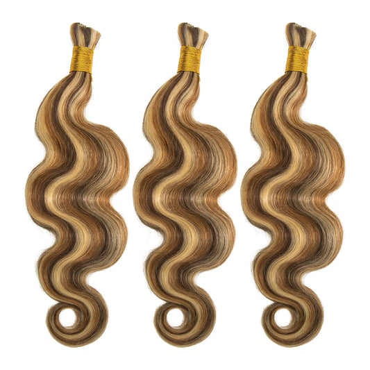 Ywigs Customized #4/27/30 Mix Color Blend Body Wave Bulk Human Braiding Hair front view