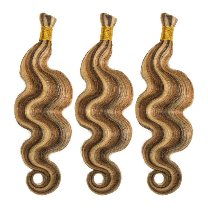 Ywigs Customized #4/27/30 Mix Color Blend Body Wave Bulk Human Braiding Hair front view