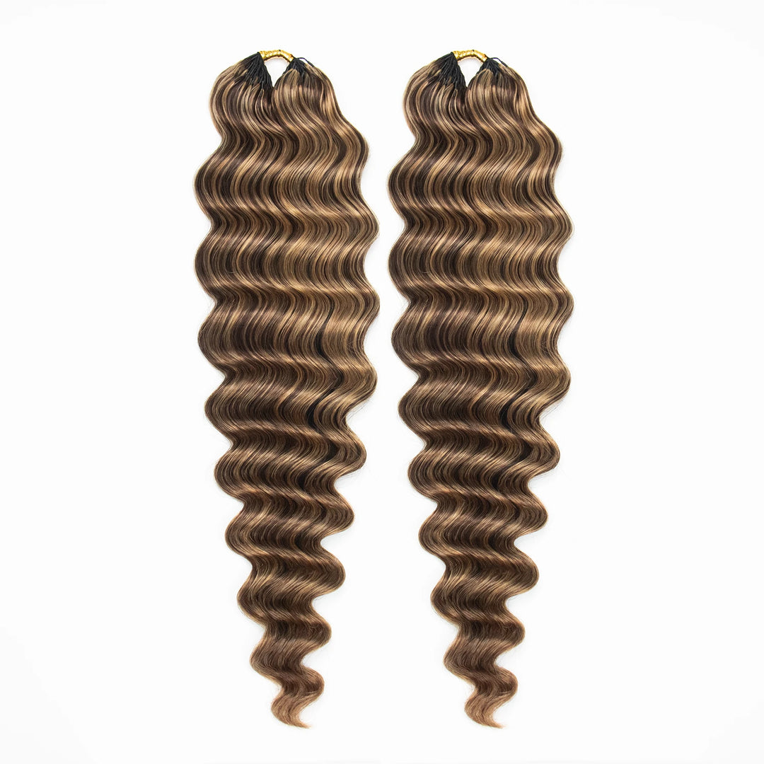 Ywigs #D4/27 Mix Color Blend Loose Deep Wave Human Crochet Hair front view