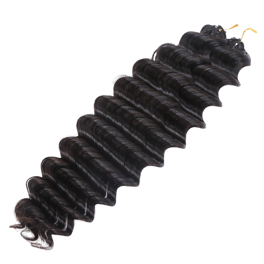 Ywigs Deep Wave Human Crochet Hair for Miracle Knots one bundle showing full wave texture