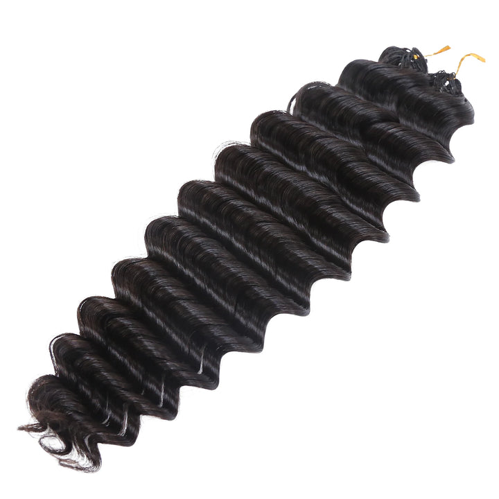Ywigs Deep Wave Human Crochet Hair for Miracle Knots one bundle showing full wave texture