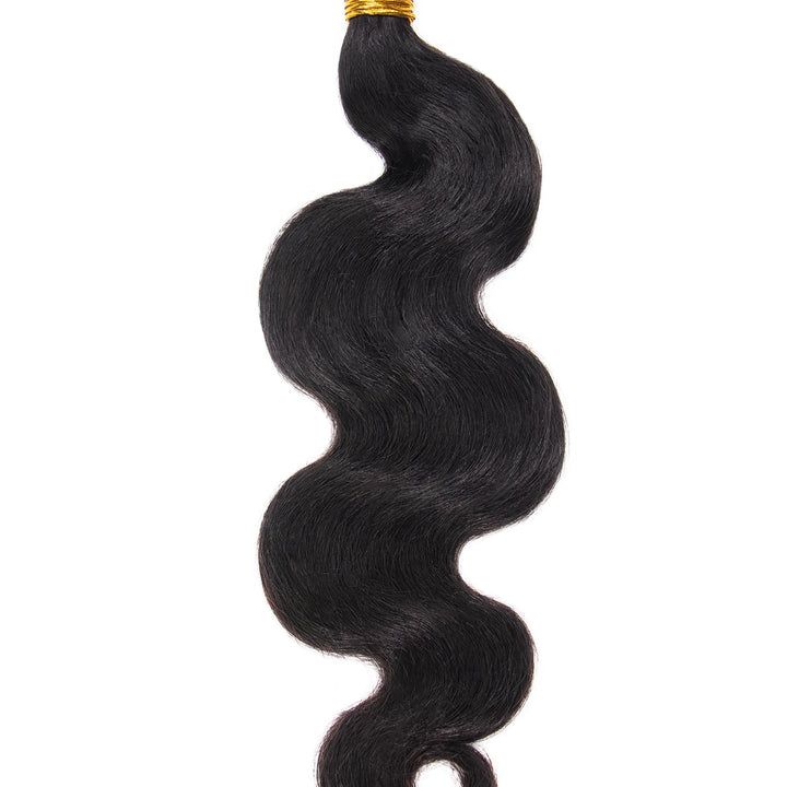 Close-up of Ywigs Double Drawn Burmese Body Wave Human Braiding Hair showing defined body wave pattern and smooth texture