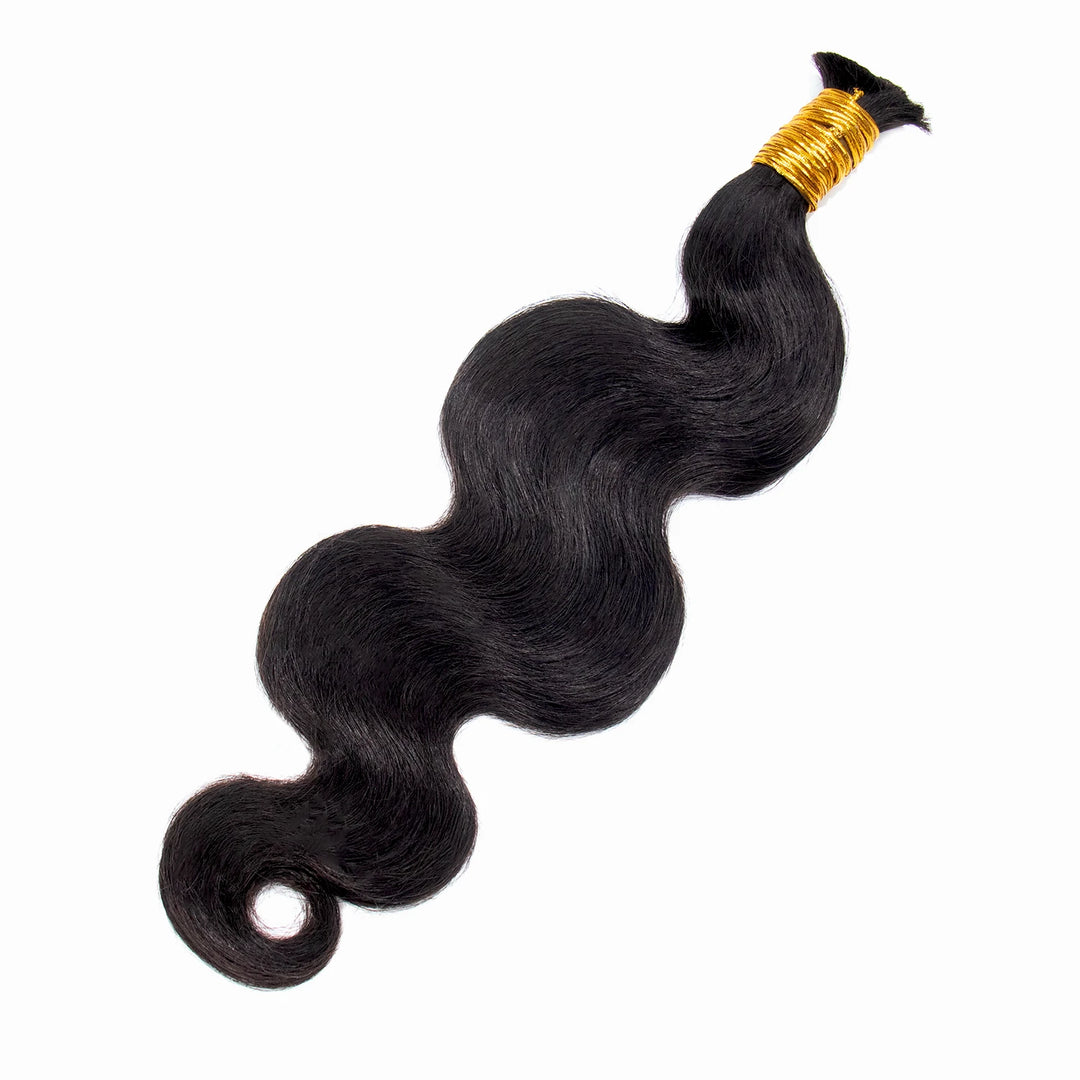 Detailed view of Ywigs Double Drawn Burmese Body Wave Human Braiding Hair showing full volume and soft wave texture