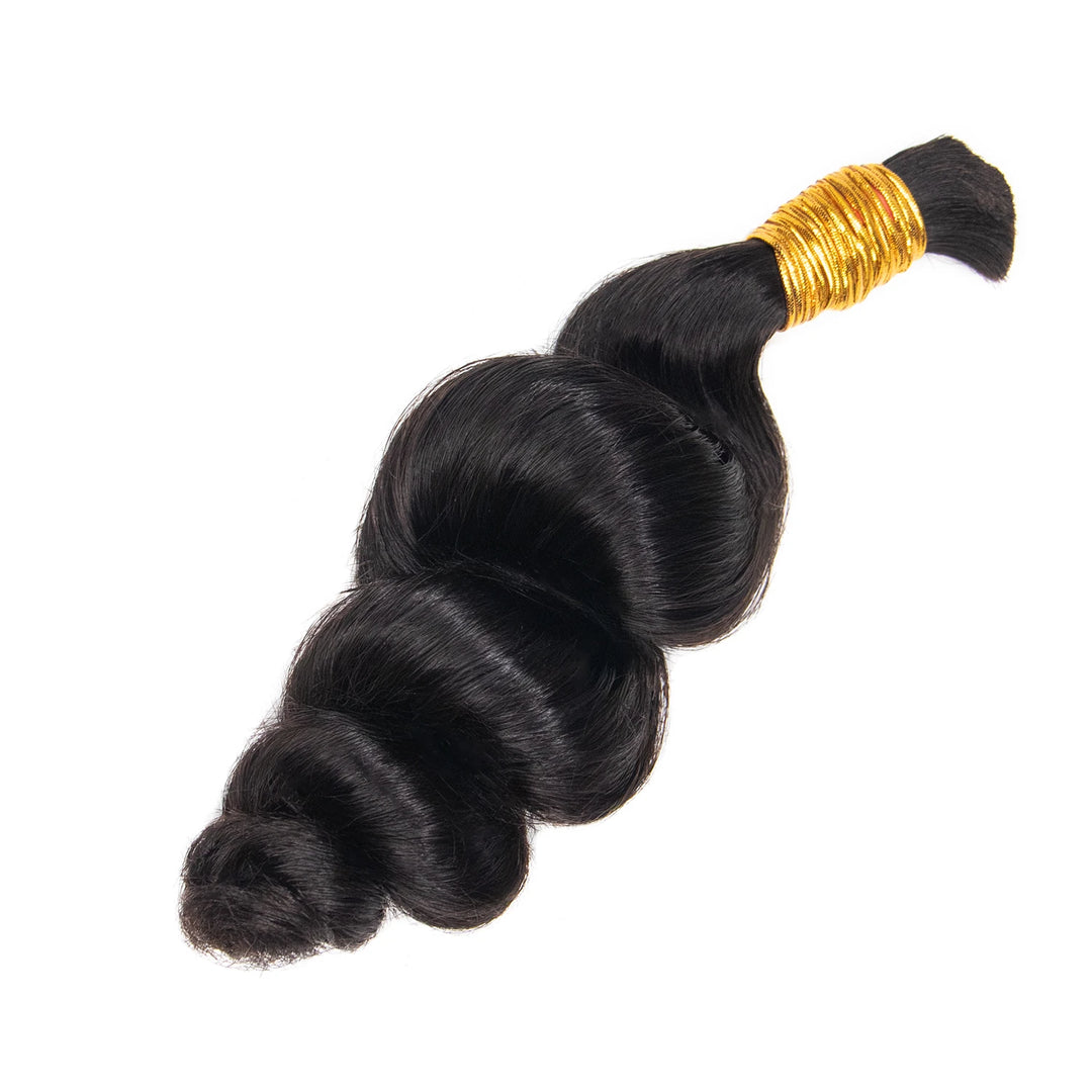 Ywigs Double Drawn Burmese Loose Wave Human Braiding Hair one bundle showing full loose wave texture