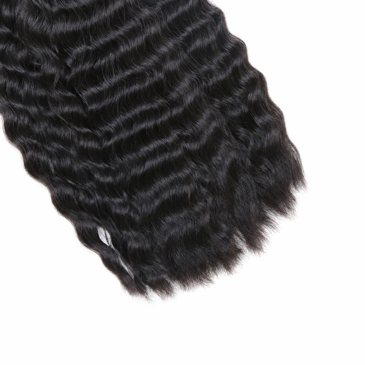 Close-up of Ywigs Double Drawn Burmese Wet and Wavy Human Braiding Hair ends showing soft, full waves