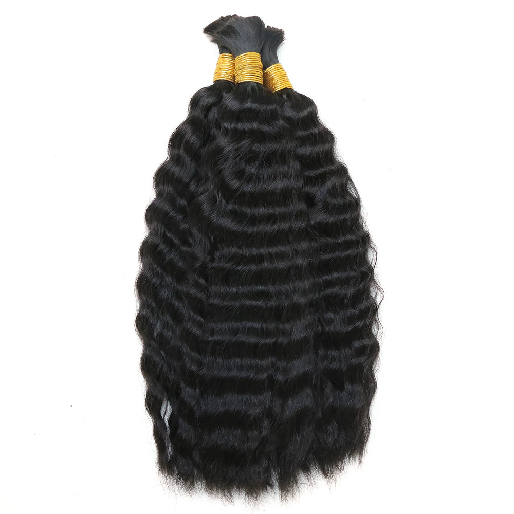 Ywigs Double Drawn Burmese Wet and Wavy Human Braiding Hair front view
