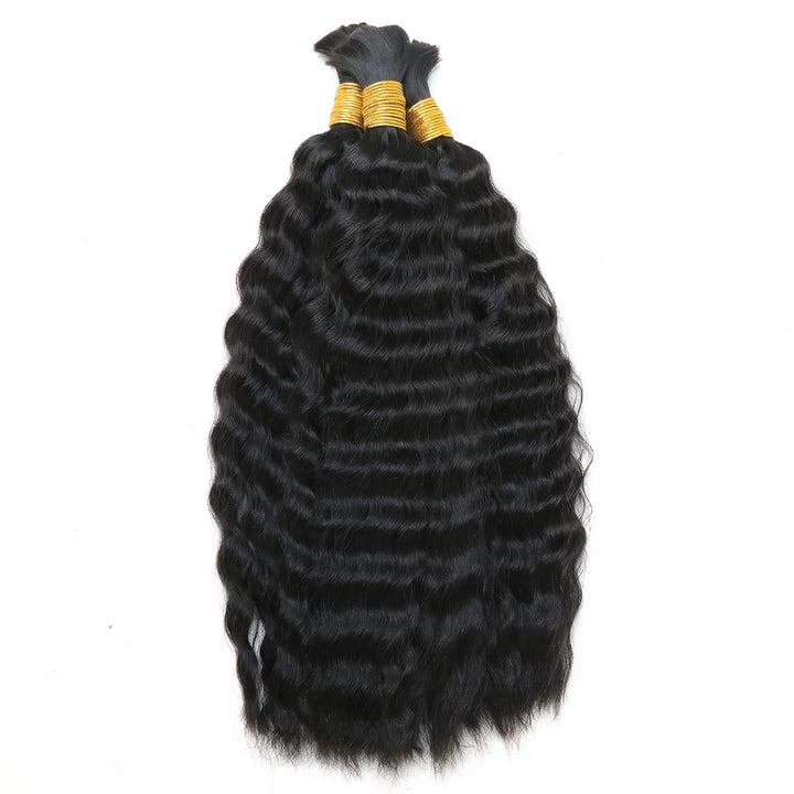 Ywigs Double Drawn Burmese Wet and Wavy Human Braiding Hair front view