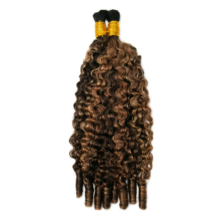 Double Drawn Burmese #T1B/#4/#27/#30 Mix Color Blend Water Curly Bulk Human Braiding Hair