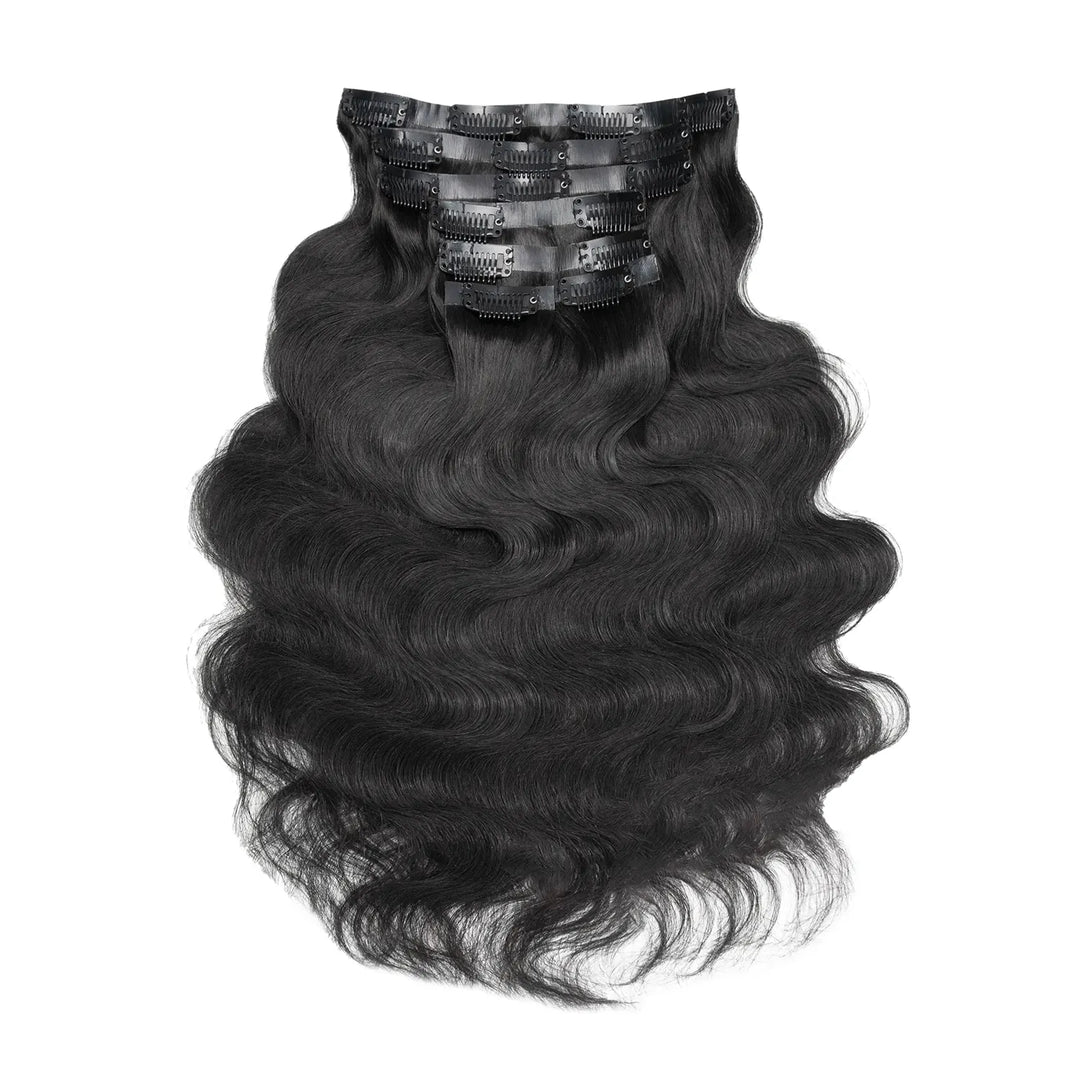 Ywigs Invisible Edge Clip In Hair Extensions Body Wave front view