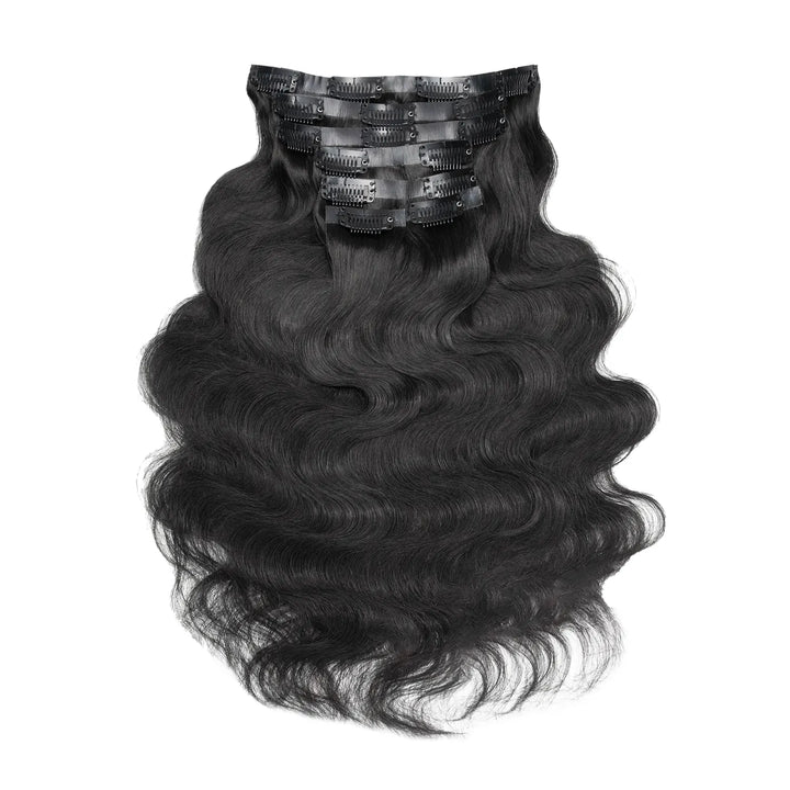 Ywigs Invisible Edge Clip In Hair Extensions Body Wave front view