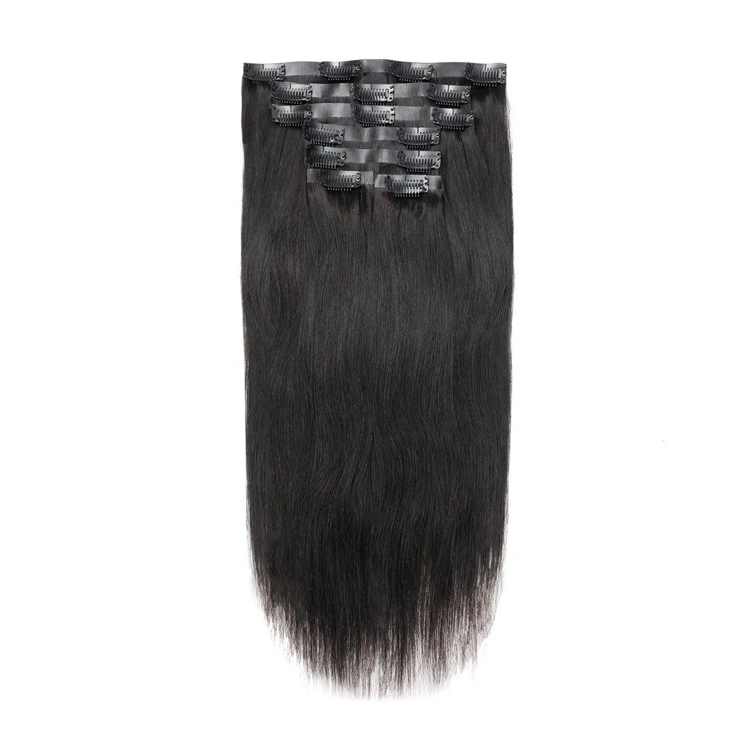 Ywigs Invisible Edge Clip In Hair Extensions Silky Straight front view