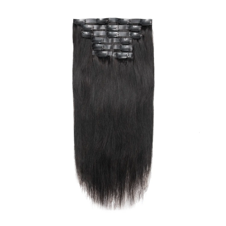 Ywigs Invisible Edge Clip In Hair Extensions Silky Straight front view