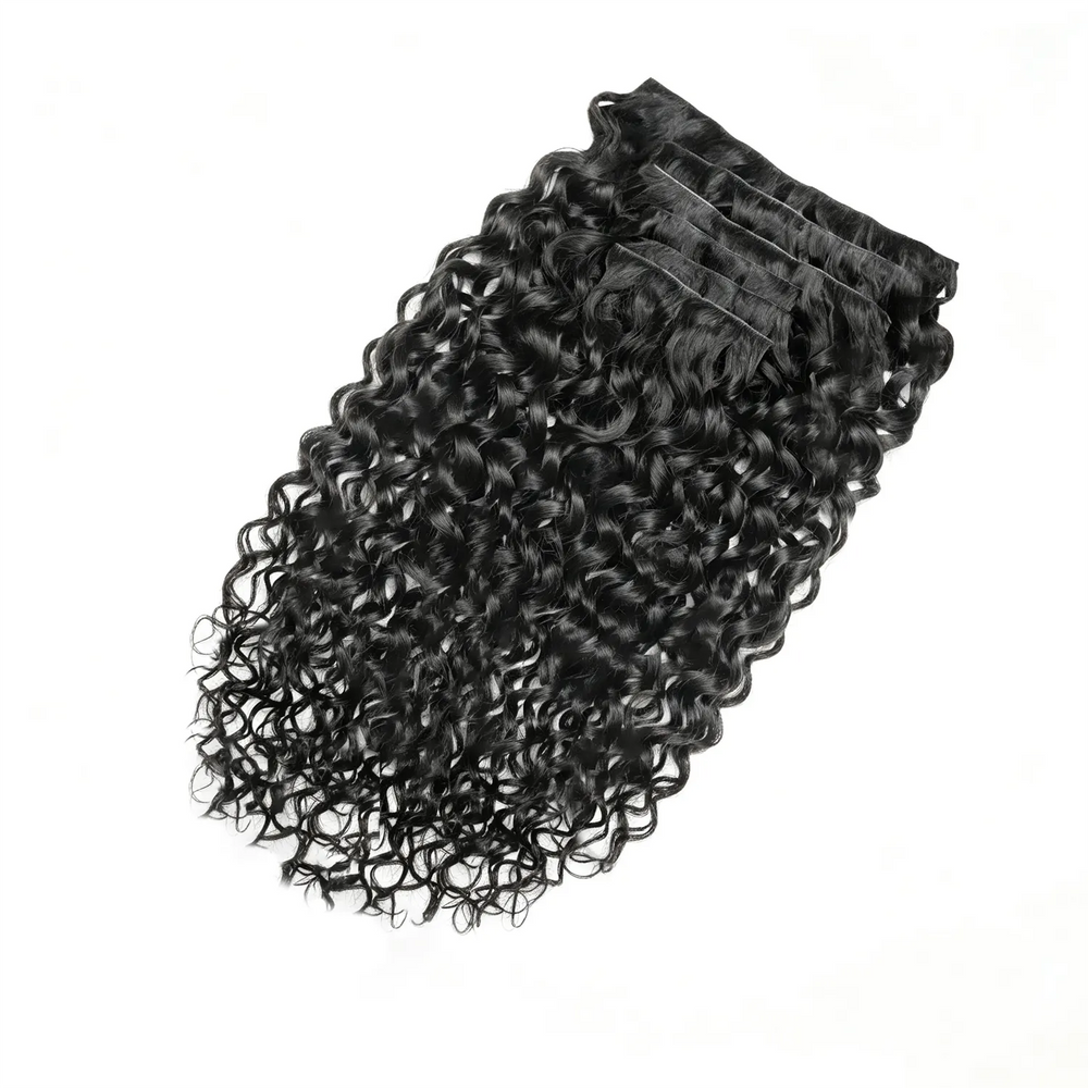 Ywigs Invisible Edge Clip In Hair Extensions Water Wave front view