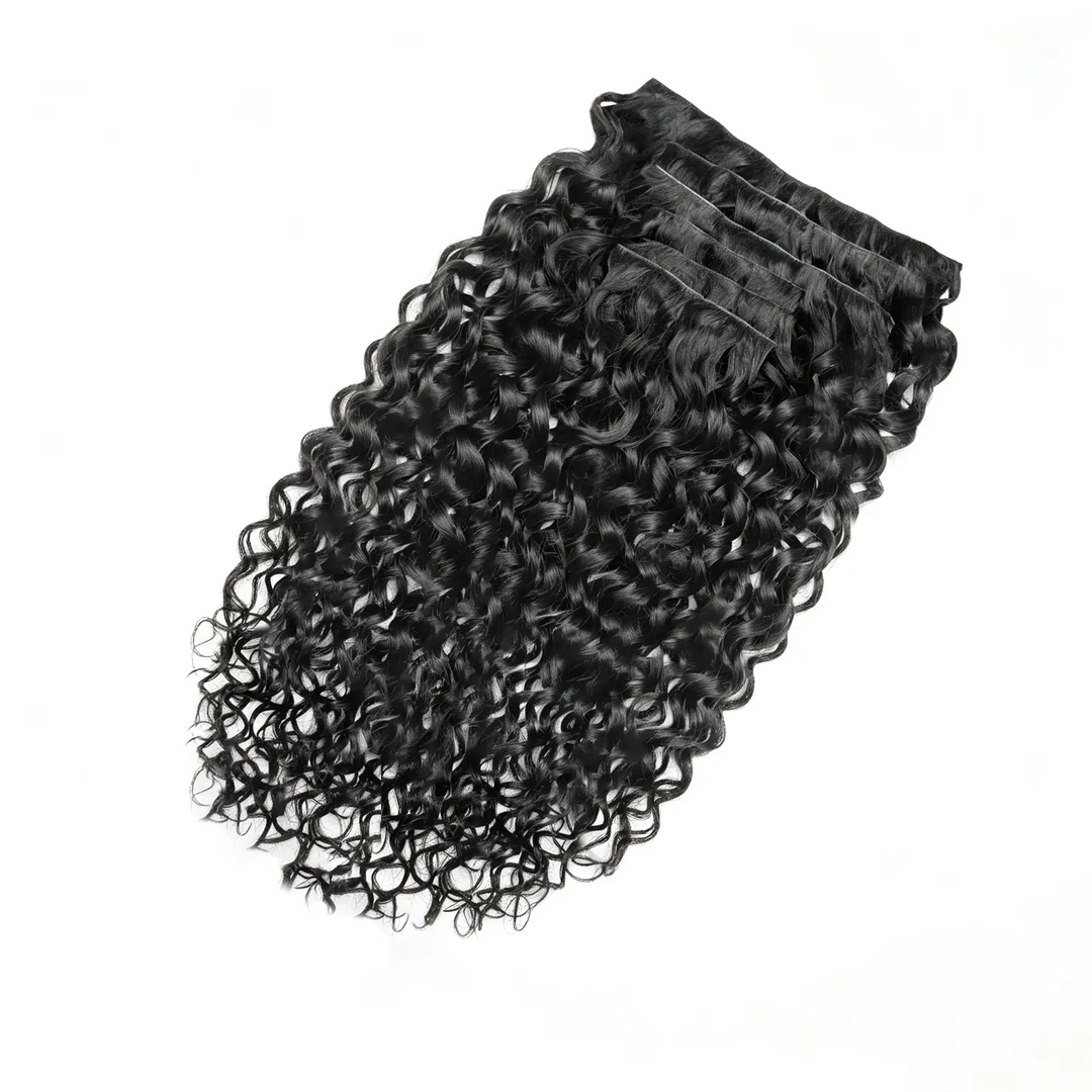 Ywigs Invisible Edge Clip In Hair Extensions Water Wave front view