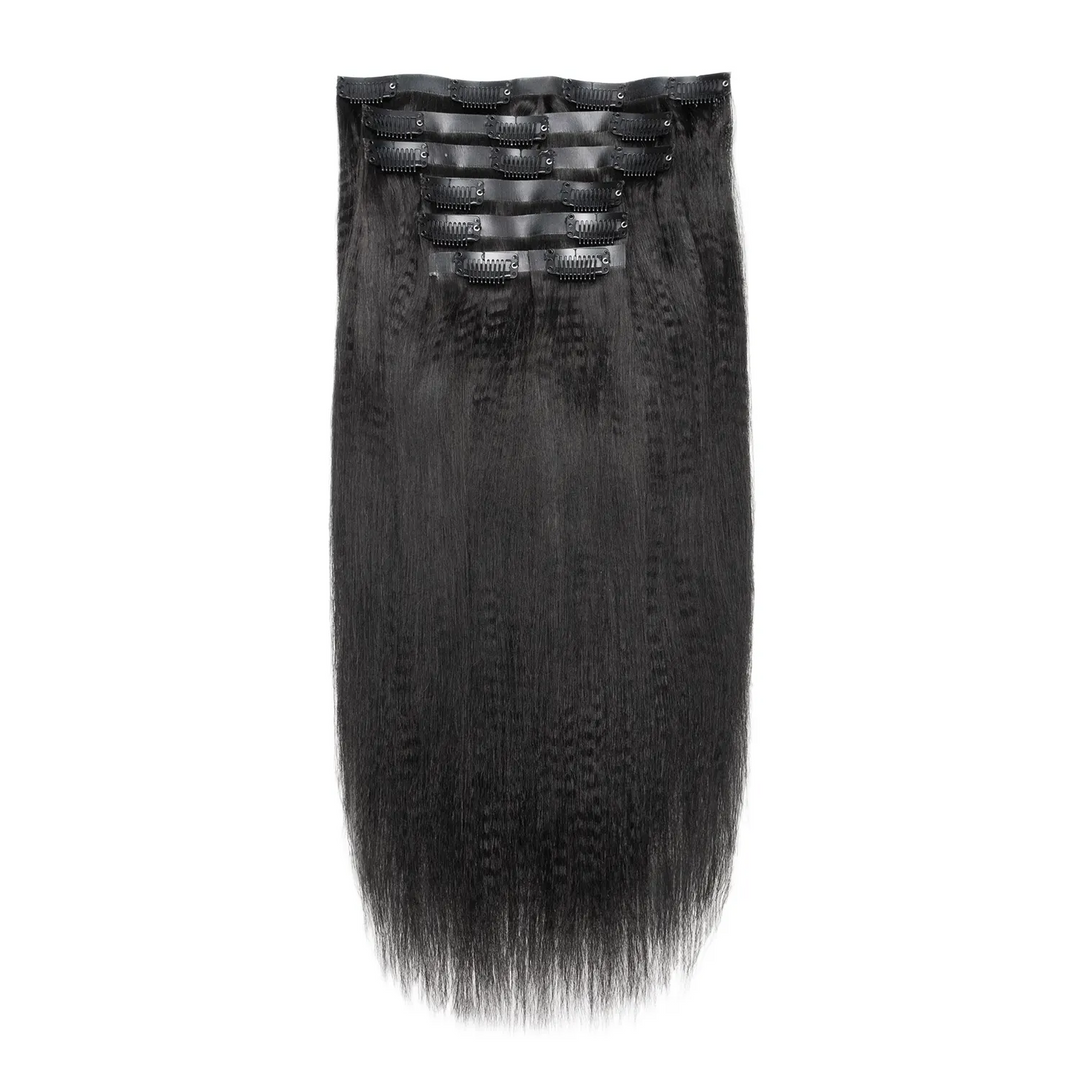 Ywigs Invisible Edge Clip In Hair Extensions Yaki Straight front view