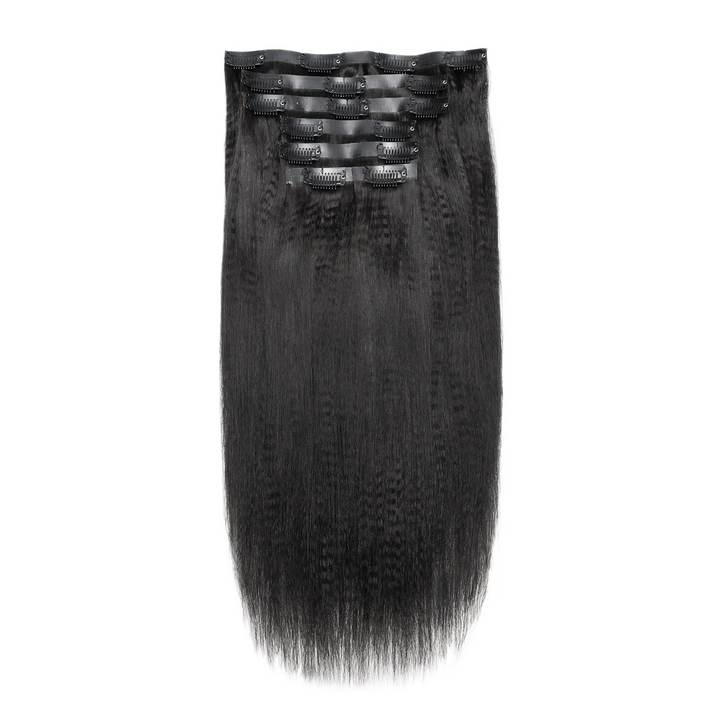 Ywigs Invisible Edge Clip In Hair Extensions Yaki Straight front view