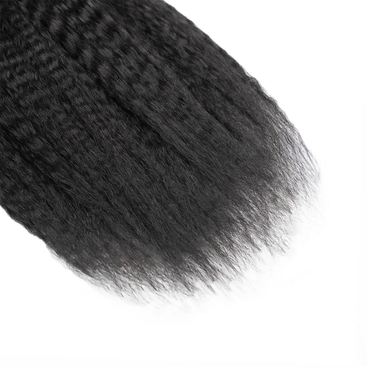 Close-up of Ywigs Kinky Straight Clip In Hair Extensions ends showing natural texture and smooth finish