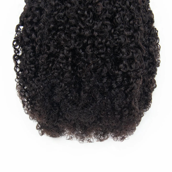Close-up of Ywigs Kinky Curly Crochet Human Hair highlighting its dense, springy curls and natural-looking volume.