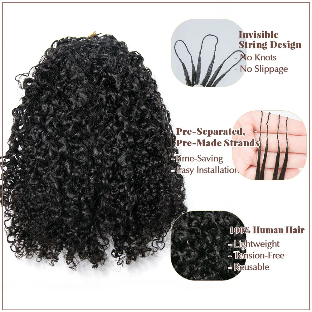 Ywigs Natural Black kinky curly feather crochet hair one bundle with multiple pre-separated strands for braids
