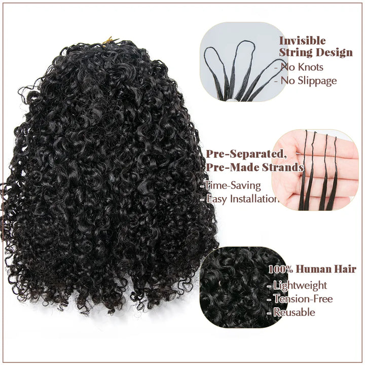 Ywigs Natural Black kinky curly feather crochet hair one bundle with multiple pre-separated strands for braids