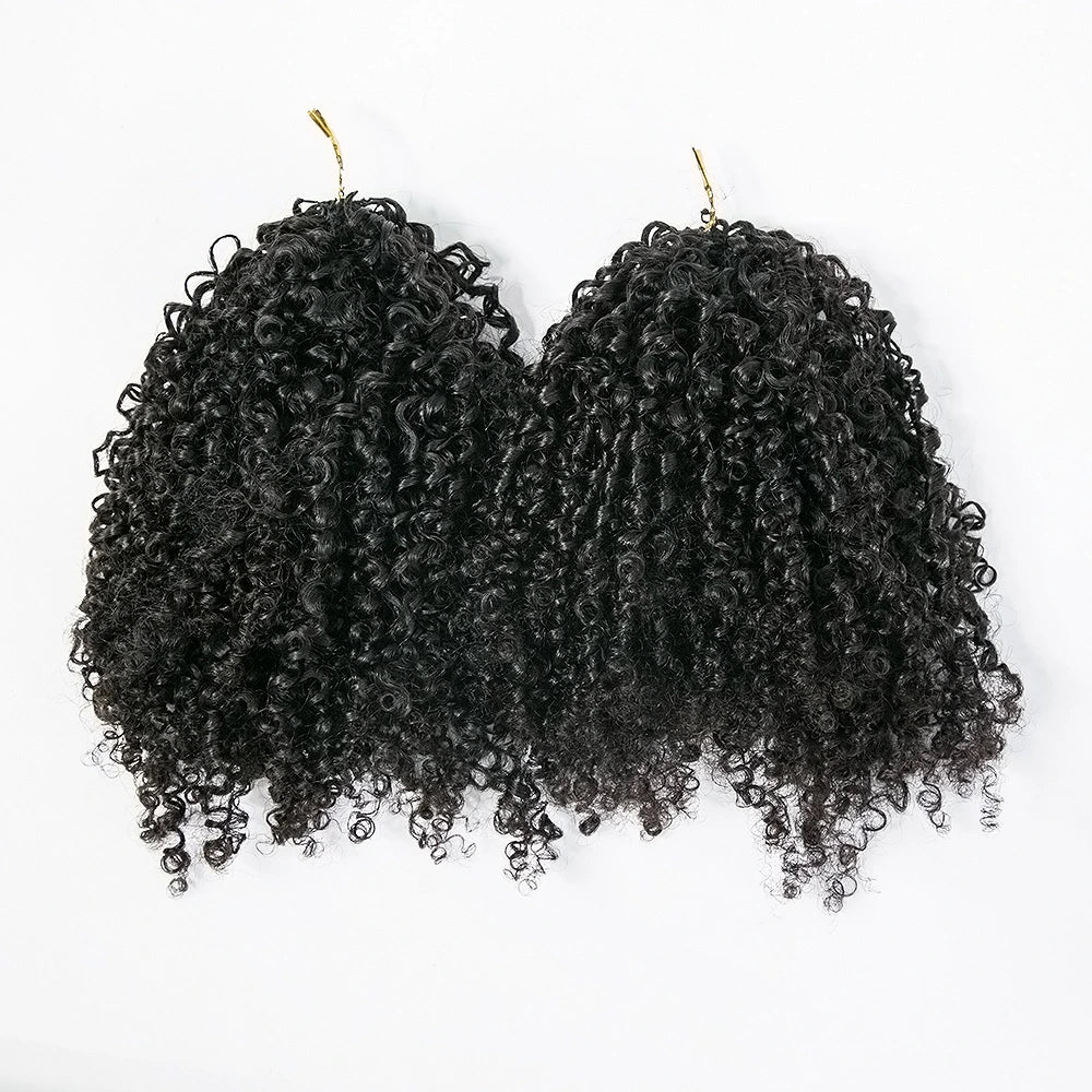 Ywigs Natural Black kinky curly feather crochet hair two bundles with multiple pre-separated strands for braids