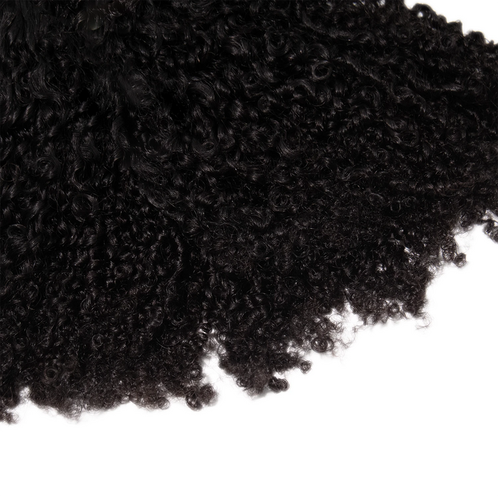 Close-up of Ywigs Kinky Curly Genius Weft Hair ends showing defined curls and full texture