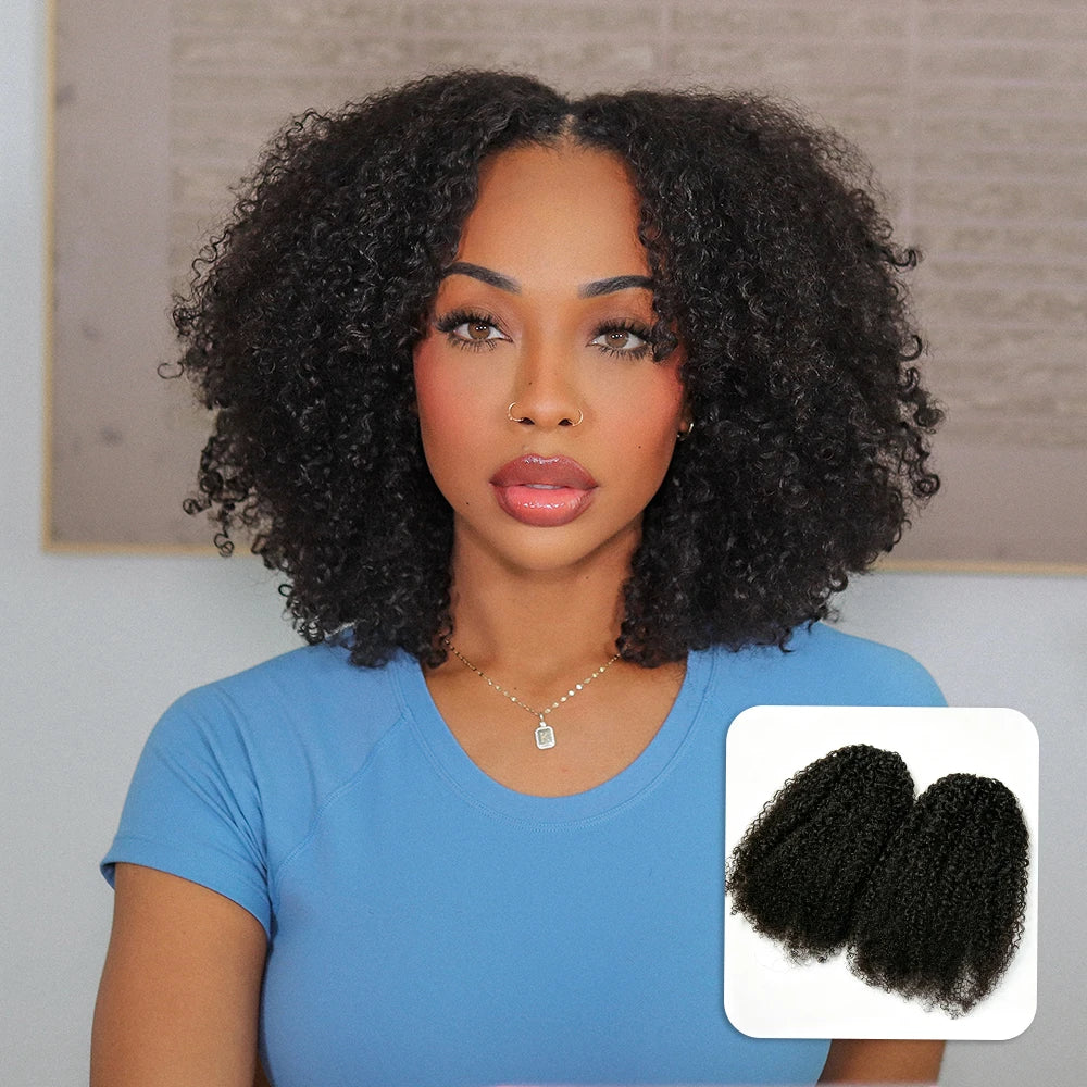 Ywigs kinky curly human crochet hair front view for crochet braid style