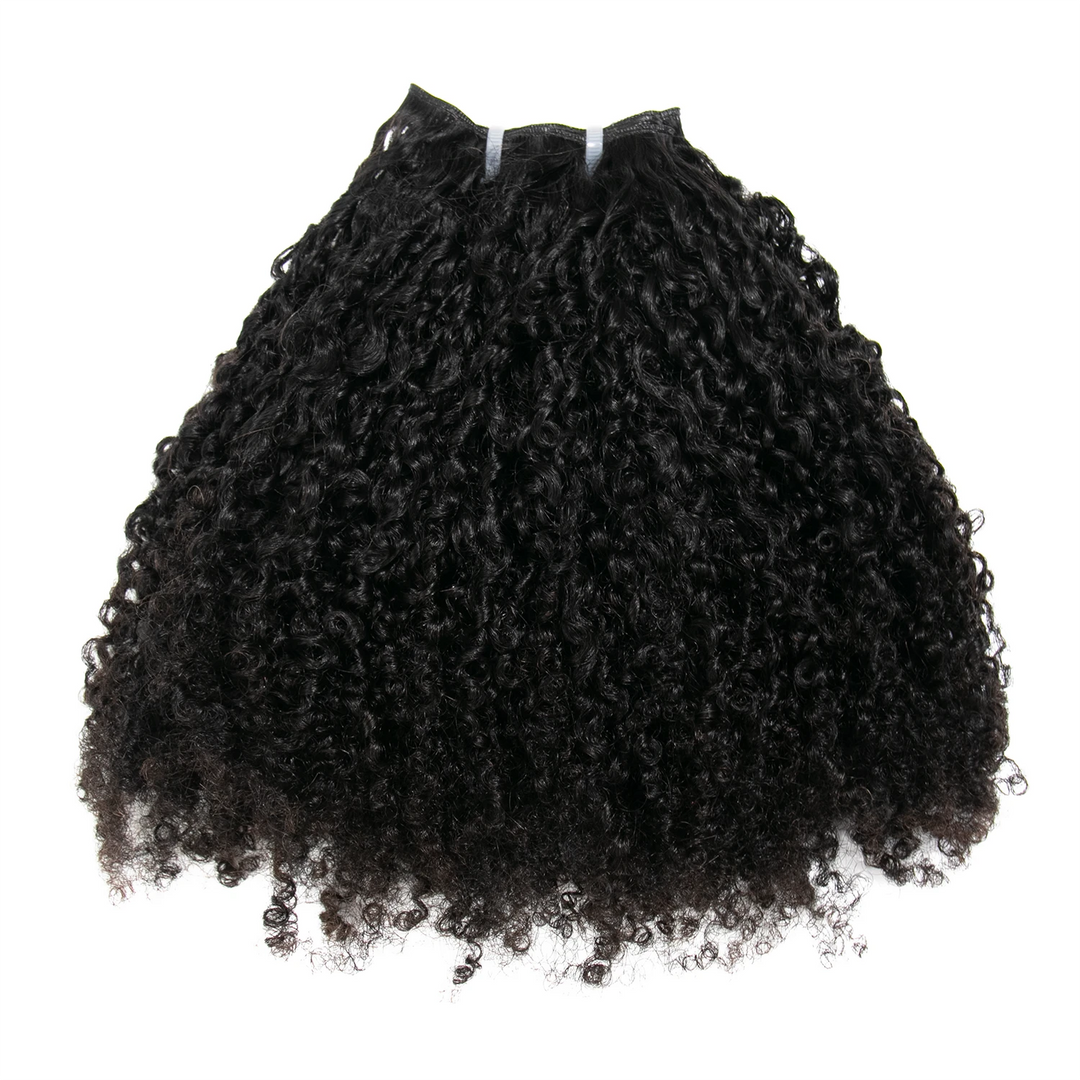 Ywigs Kinky Curly Ultra Thin Genius Weft Bundle Human Hair front view