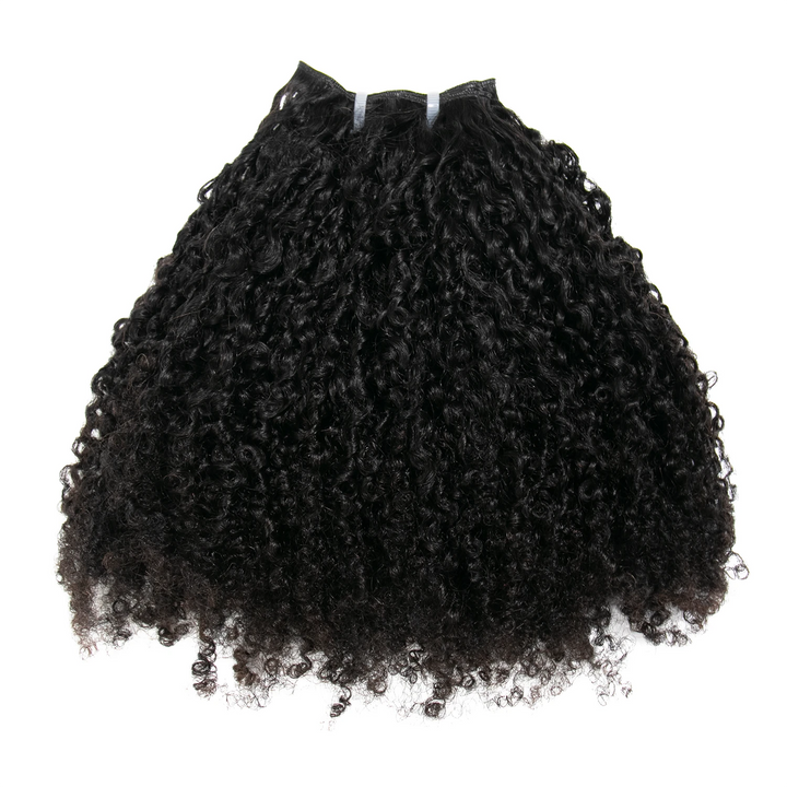 Ywigs Kinky Curly Ultra Thin Genius Weft Bundle Human Hair front view