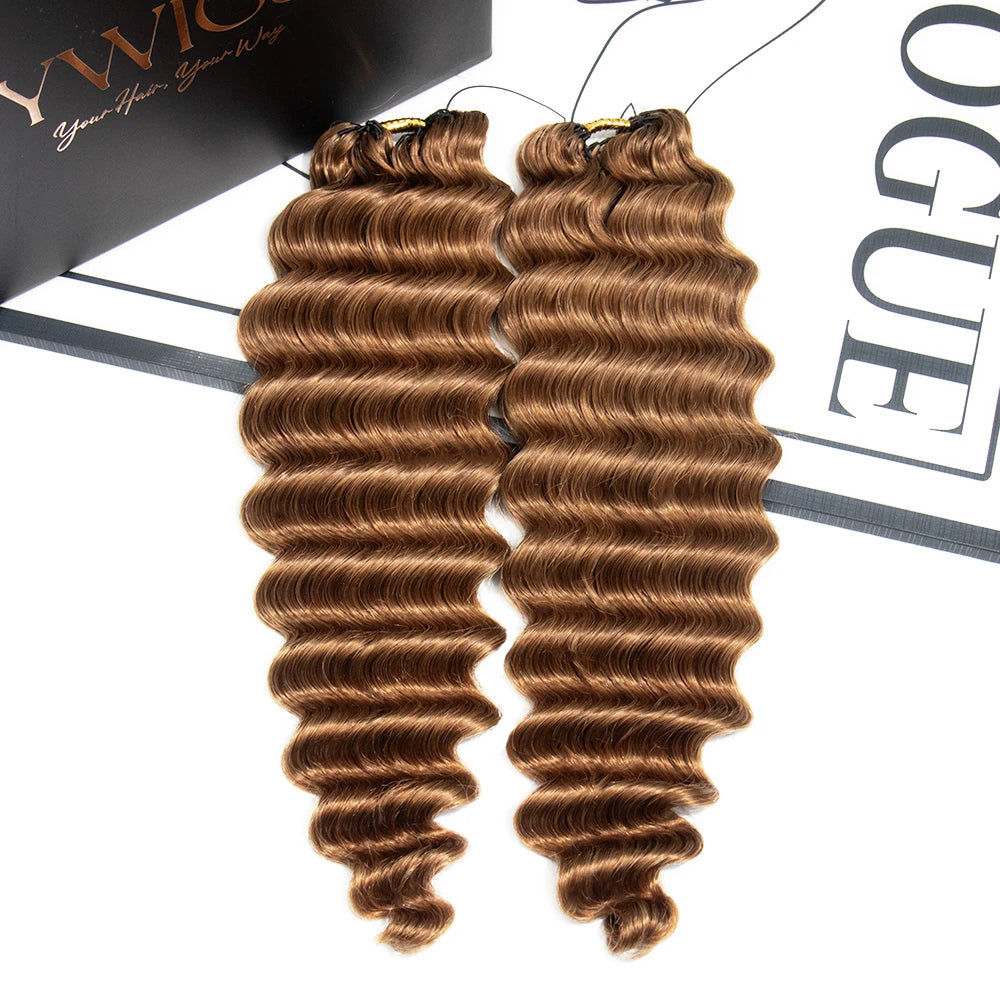 ywigs light brown deep wave human crochet hair