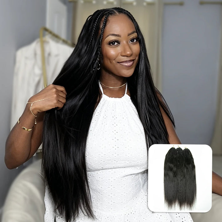 Ywigs Natural Color Light Yaki human crochet hair front view