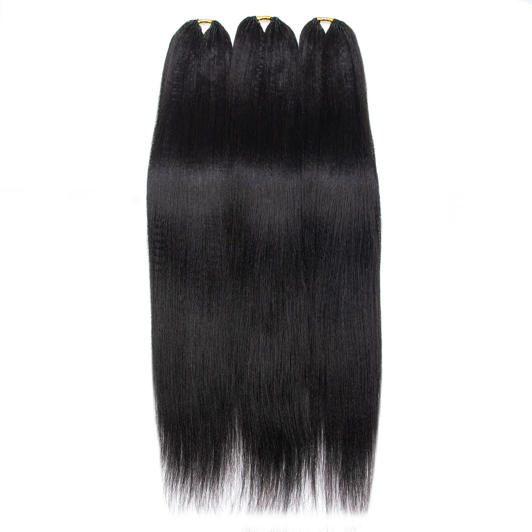 Back view of a single Ywigs Light Yaki Human Crochet Hair bundle, showcasing its smooth, straight strands.