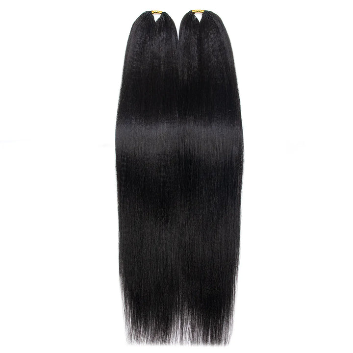 Two bundles of Ywigs Light Yaki Human Crochet Hair displayed together, showcasing the straight texture and bundle quantity.