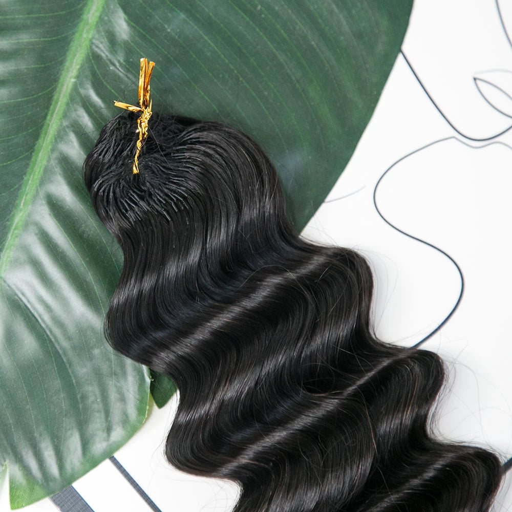 Back length view of Ywigs Burmese curly crochet hair showing full bulk and even texture