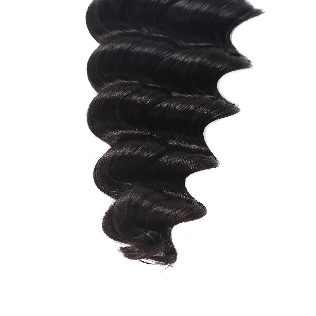 Close-up of Ywigs Loose Deep Wave Human Crochet Hair ends showing soft defined waves