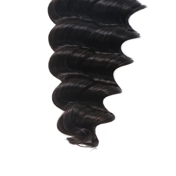 Close-up of Ywigs Loose Deep Wave Human Crochet Hair ends showing soft defined waves
